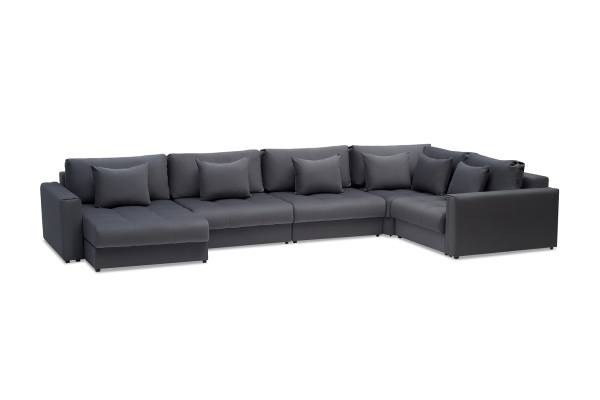 Диван п-образный тик-так Монарх темно-серый